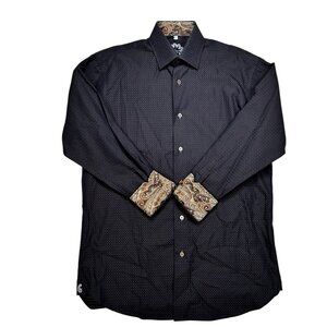 Visconti Uomo Small Dress Shirt Men Cotton Long Sleeve Brown Casual Office Work